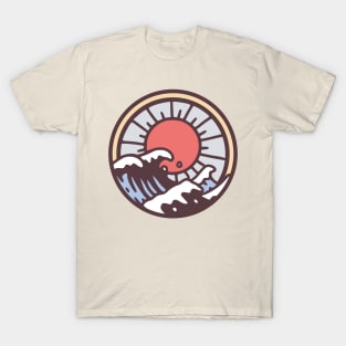 Red Sun With Ocean Waves T-Shirt